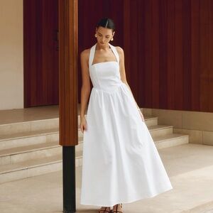 NWT Cotton & Linen Halter A Line Drop Waist Dress Sz: Small